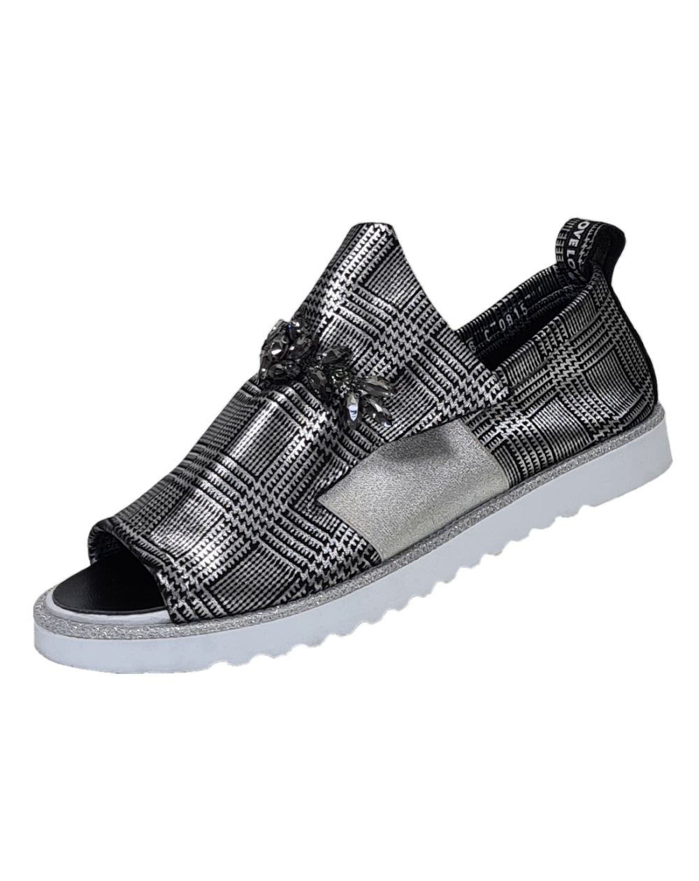 Silver  Embellished Strappy Slippers main image 1